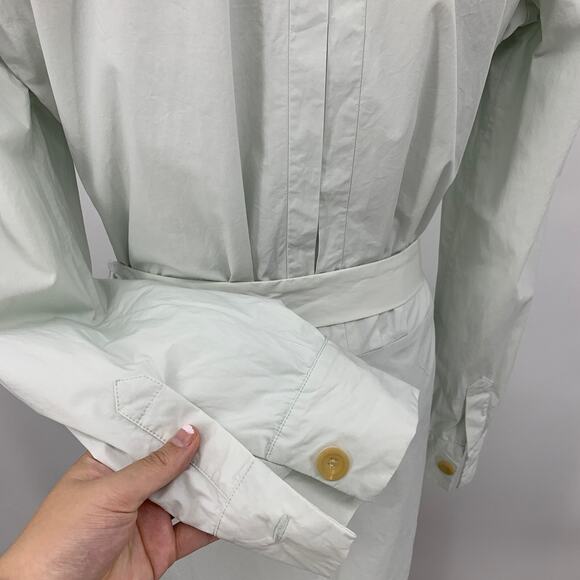 Salvatore Ferragamo Dress Women 46 US 10 Pale Mint Belted Half Snap Button Notch - Picture 10 of 16